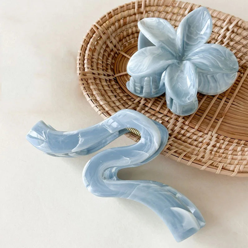 Pinces à cheveux pastel – Fleurs & design ondulé